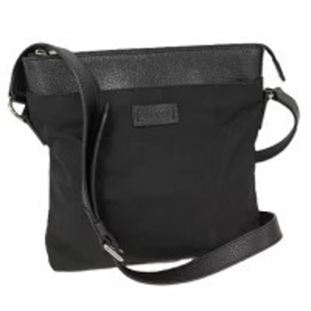 Gucci leather trim crossbody messenger bag shoulder top zip Black